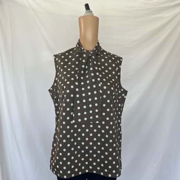Vintage Rhodes of California sleeveless secretary blouse sleeveless polka dot S - Picture 1 of 5